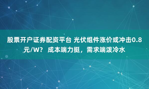 股票开户证券配资平台 光伏组件涨价或冲击0.8元/W? 成本端力挺,需求端泼冷水